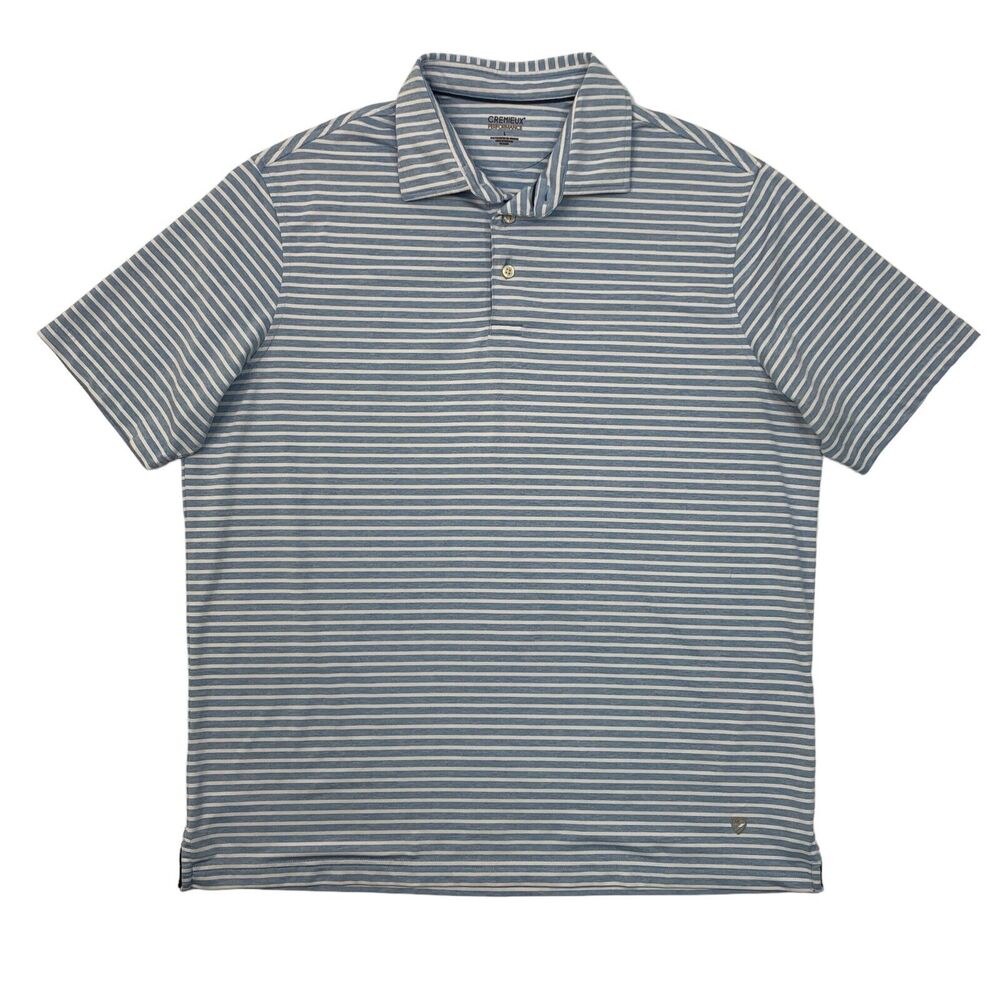 Cremieux Polo Shirt Mens L Large Cornflower Blue Striped Performance Golf